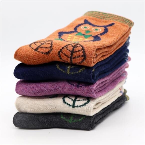 5Pack Womens Warm Wool Soft Cozy Crew Socks Cute - Picture 3 of 7